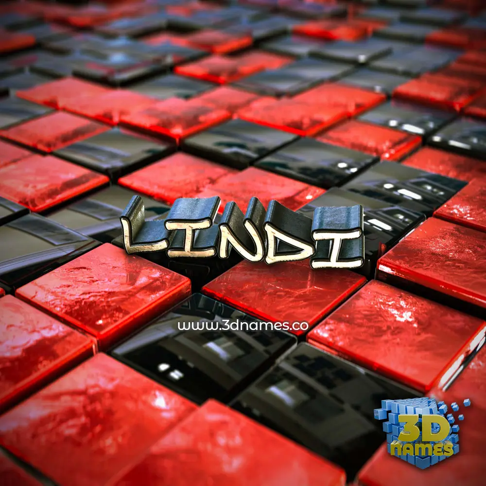 lindi in Red Checkered style - 3D name wallpaper