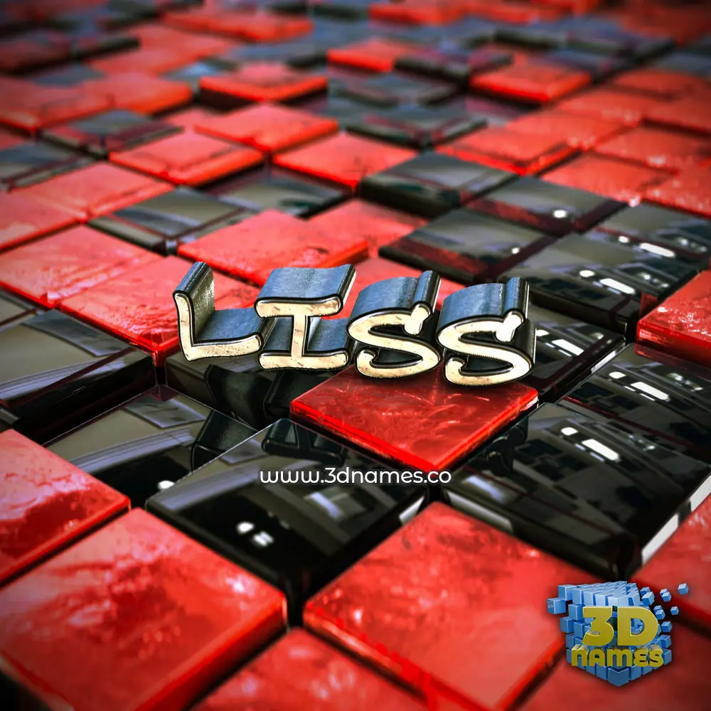 liss in Red Checkered style - 3D name wallpaper
