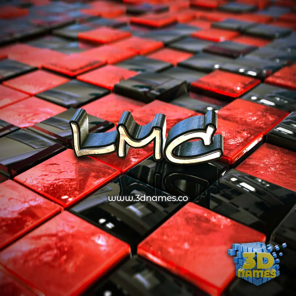 lmc in Red Checkered style - 3D name wallpaper