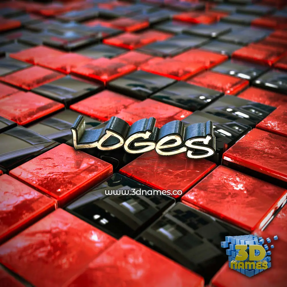 loges in Red Checkered style - 3D name wallpaper