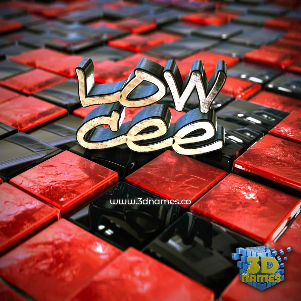 low cee in Red Checkered style - 3D name wallpaper