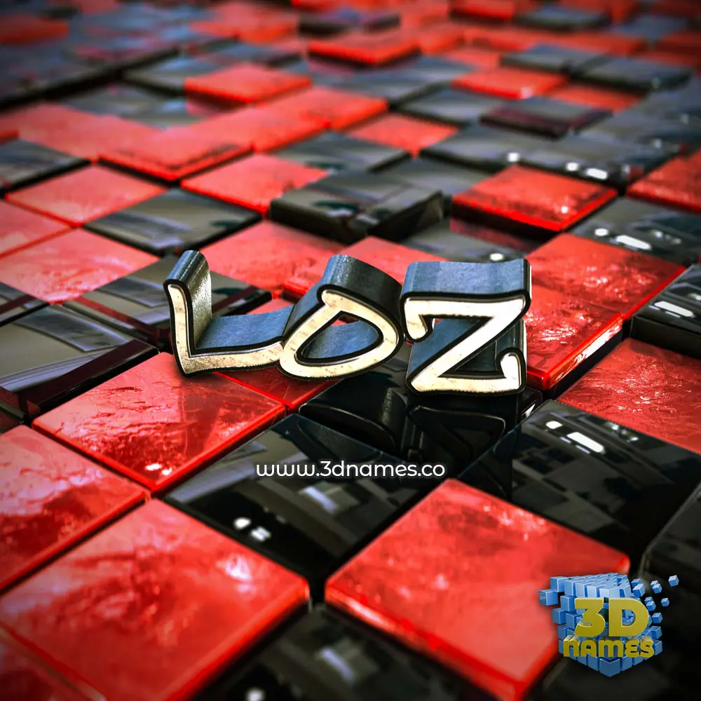 loz in Red Checkered style - 3D name wallpaper