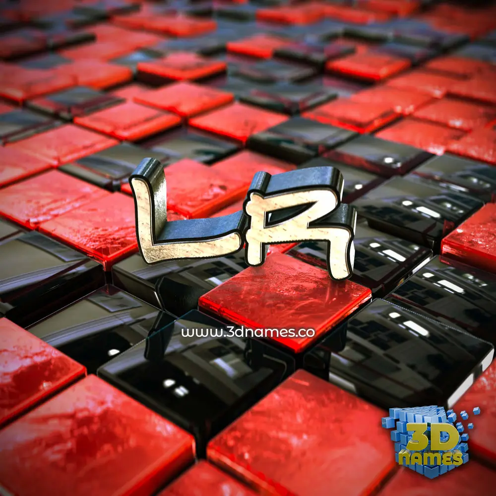 lr in Red Checkered style - 3D name wallpaper