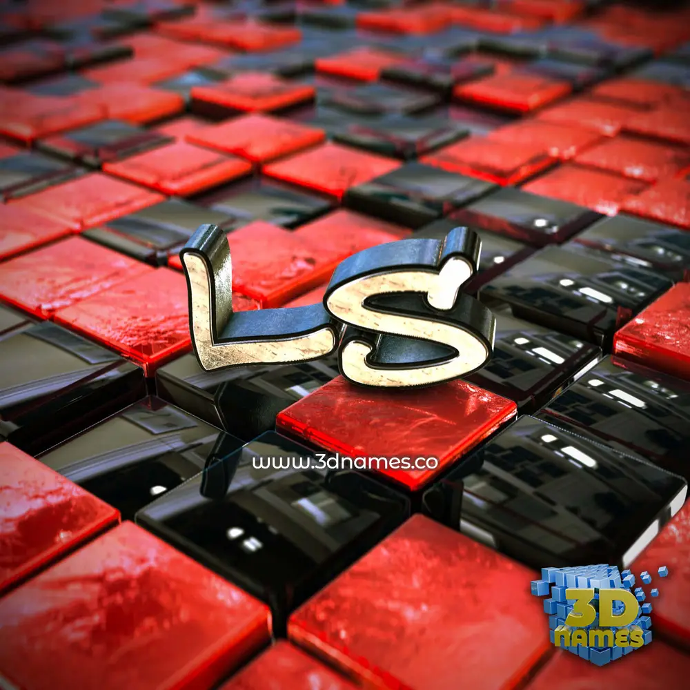 ls in Red Checkered style - 3D name wallpaper