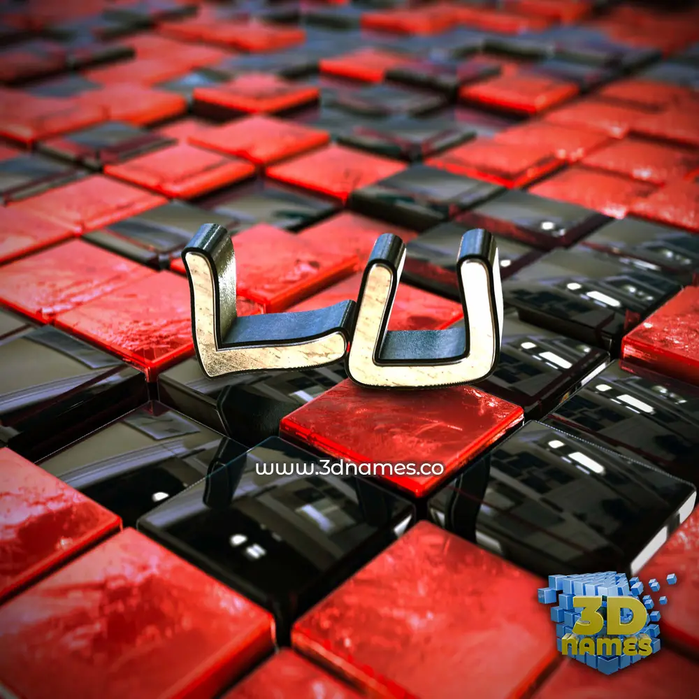 lu in Red Checkered style - 3D name wallpaper