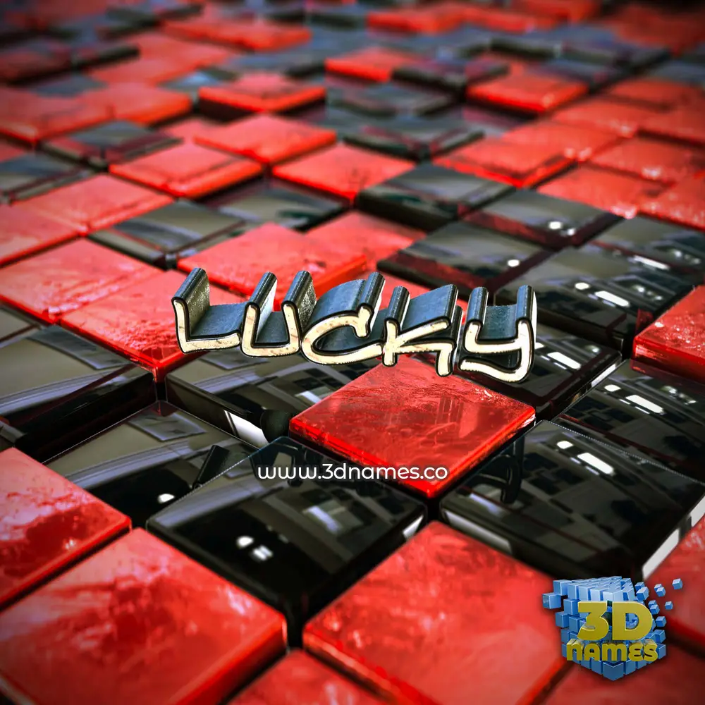 lucky in Red Checkered style - 3D name wallpaper