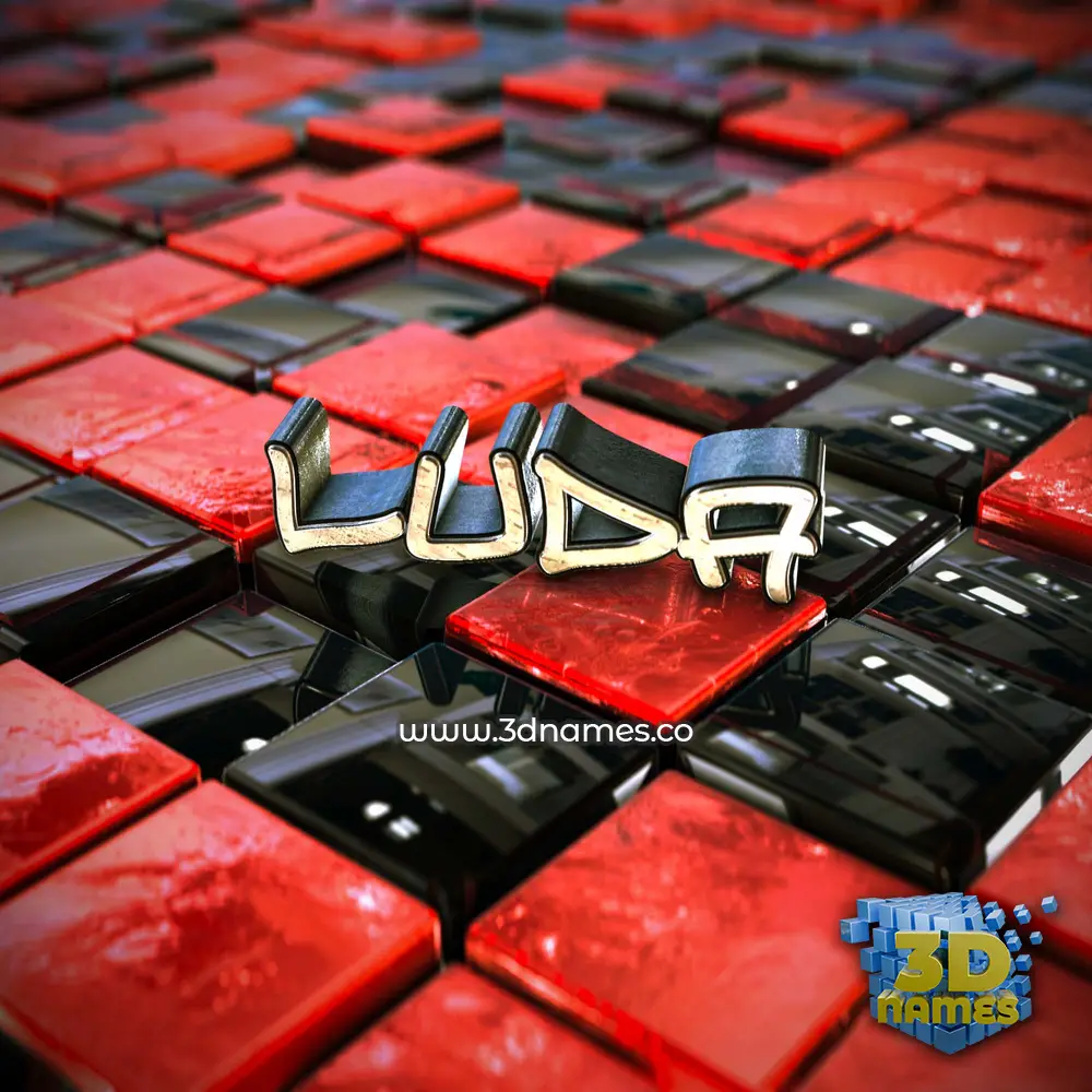 luda in Red Checkered style - 3D name wallpaper