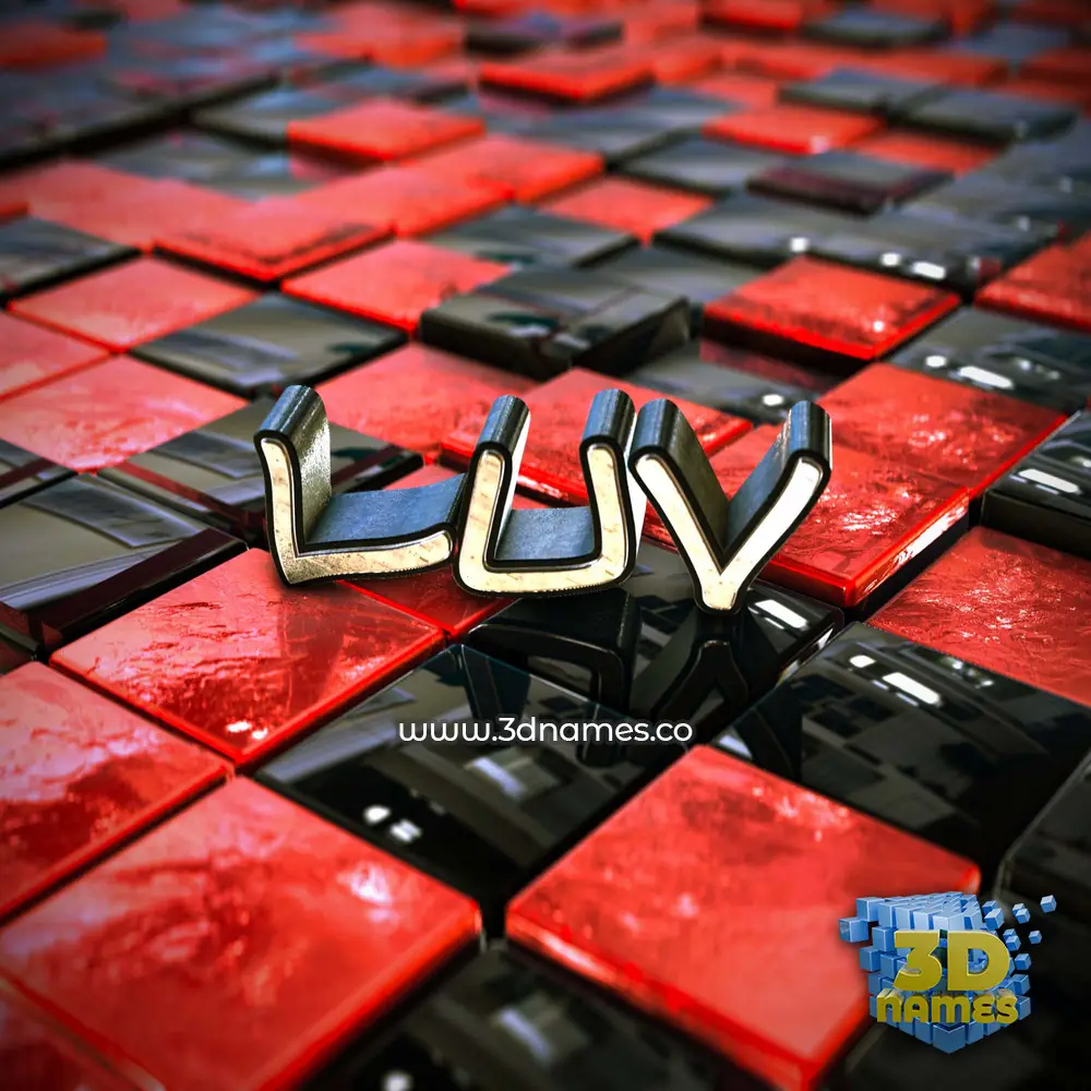 luv in Red Checkered style - 3D name wallpaper