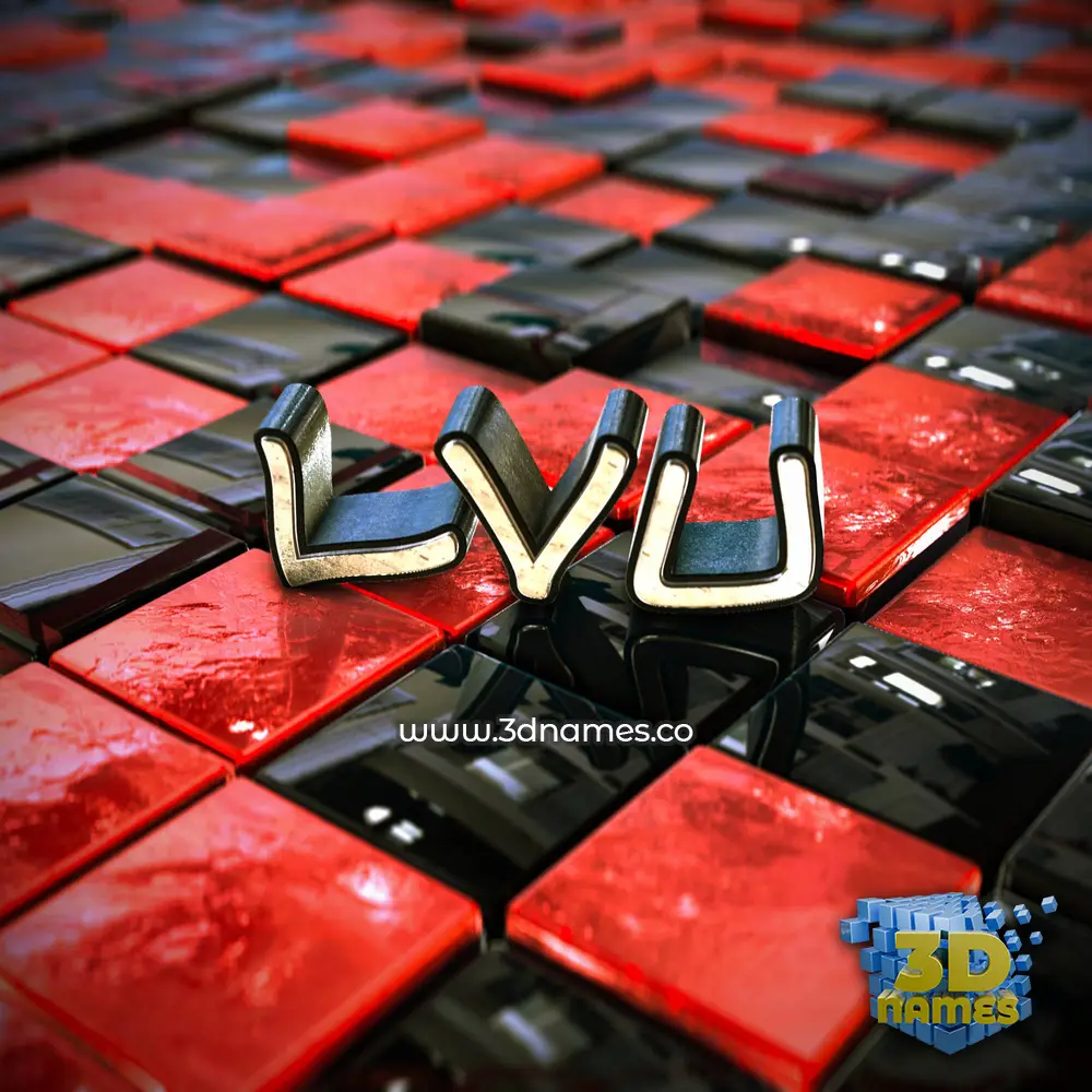 lvu in Red Checkered style - 3D name wallpaper