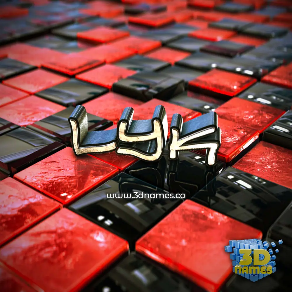 lyk in Red Checkered style - 3D name wallpaper