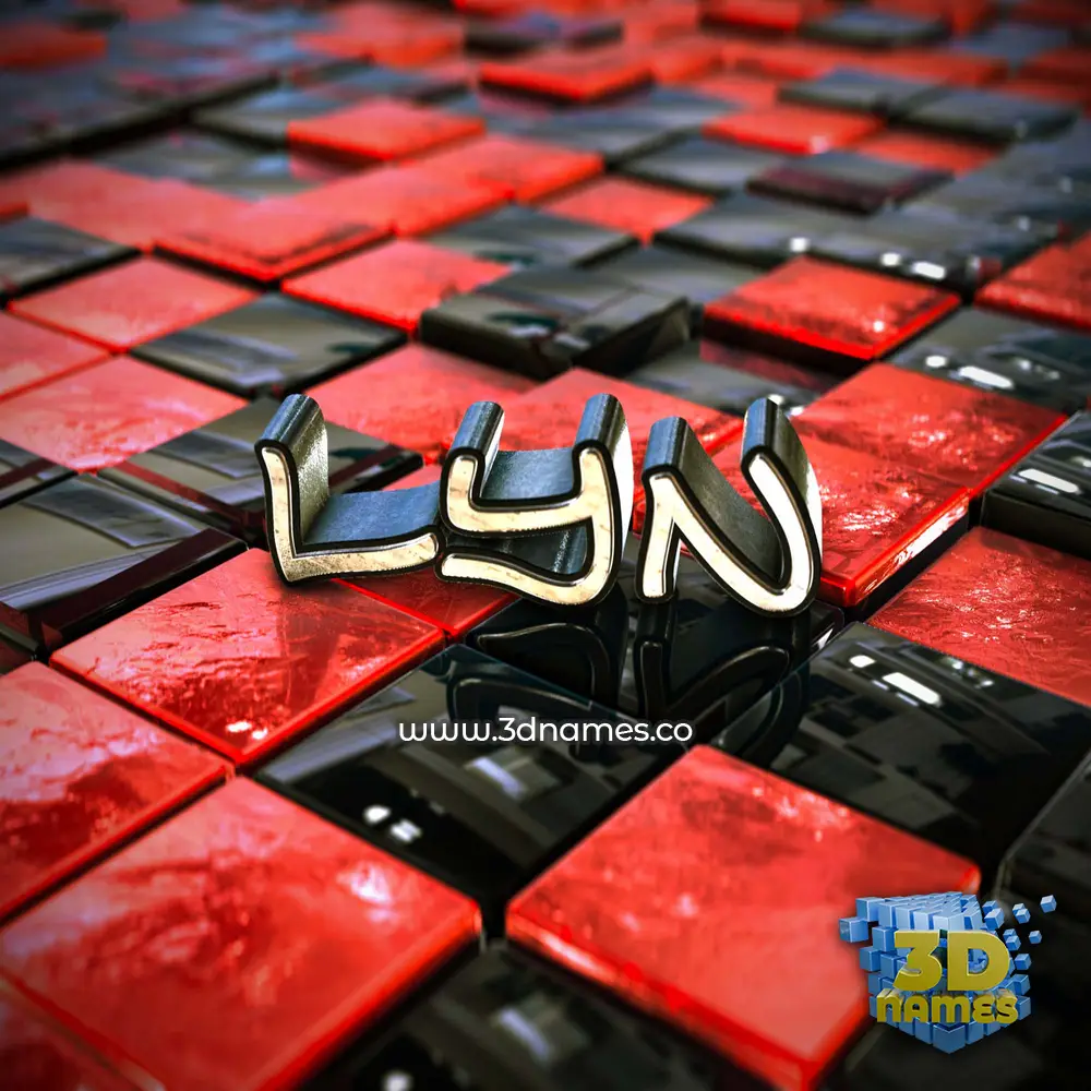 lyn in Red Checkered style - 3D name wallpaper