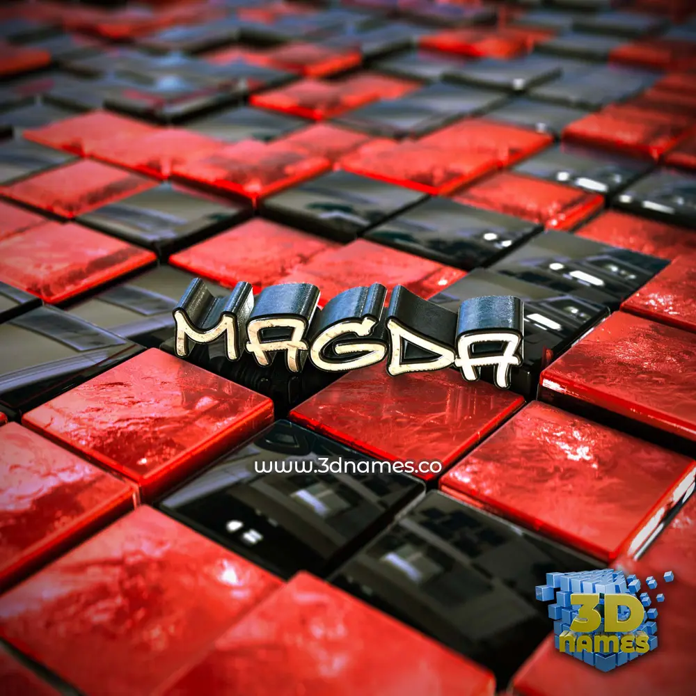 magda in Red Checkered style - 3D name wallpaper