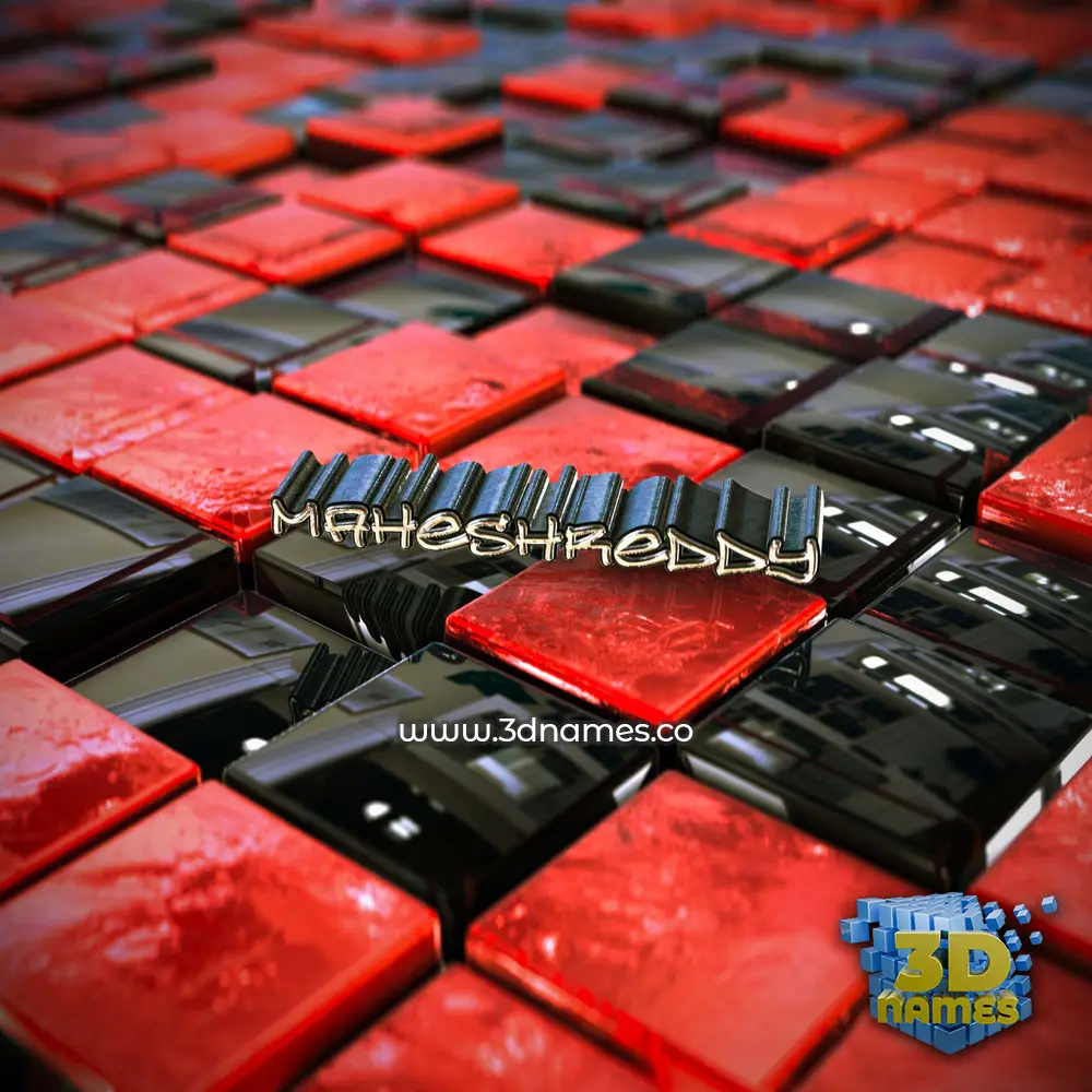 maheshreddy in Red Checkered style - 3D name wallpaper