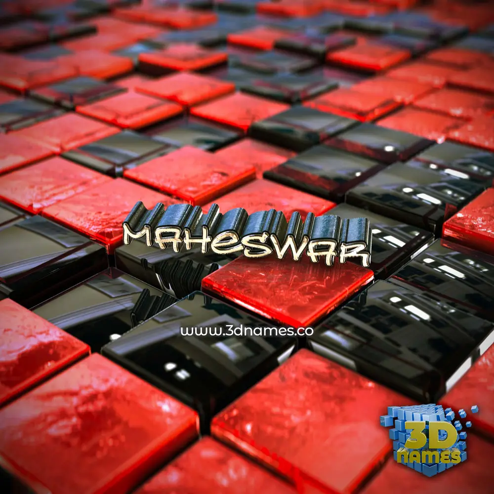 maheswar in Red Checkered style - 3D name wallpaper