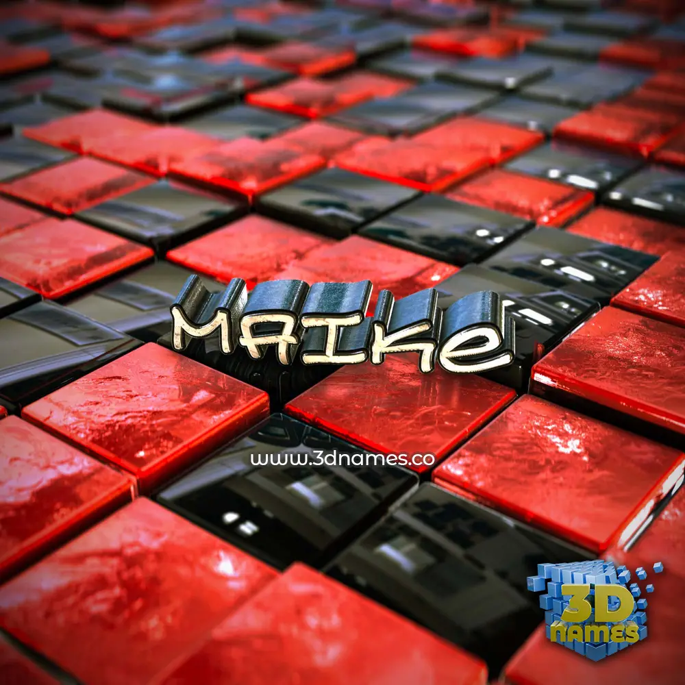maike in Red Checkered style - 3D name wallpaper