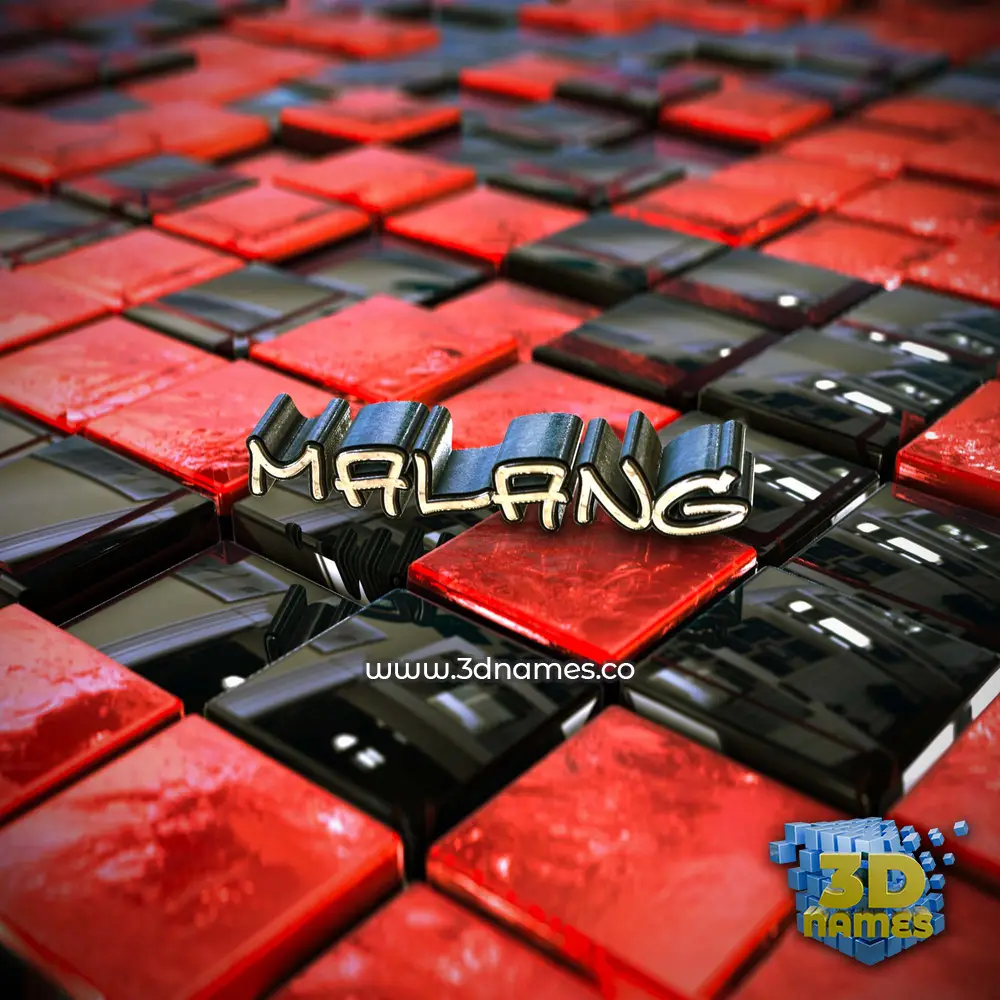 malang in Red Checkered style - 3D name wallpaper