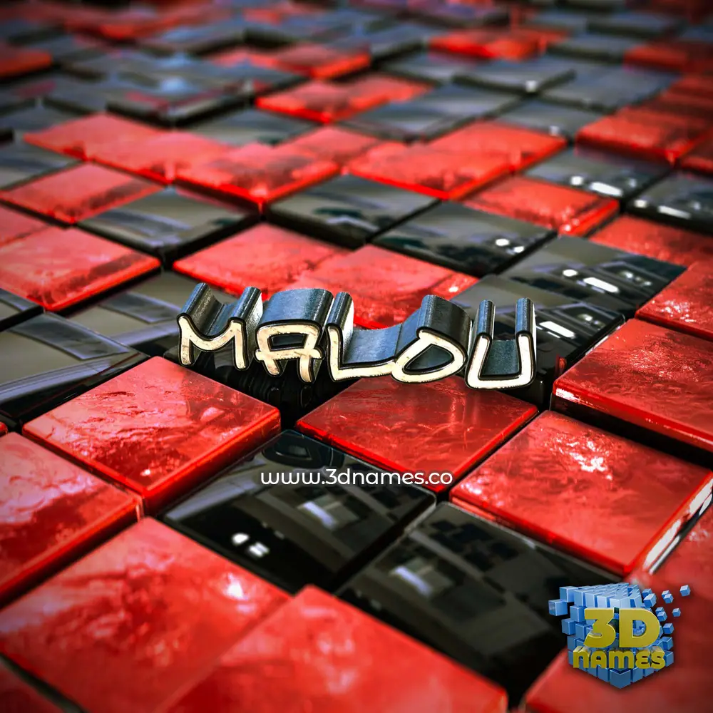 malou in Red Checkered style - 3D name wallpaper