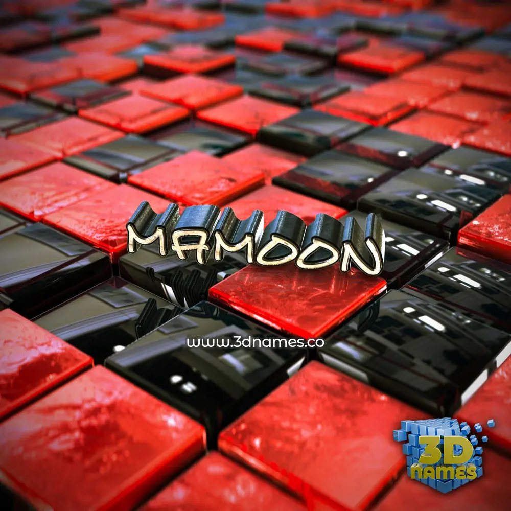 mamoon in Red Checkered style - 3D name wallpaper