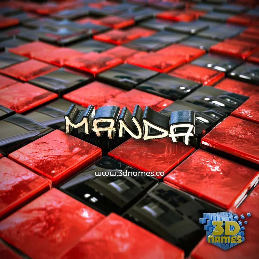 manda in Red Checkered style - 3D name wallpaper