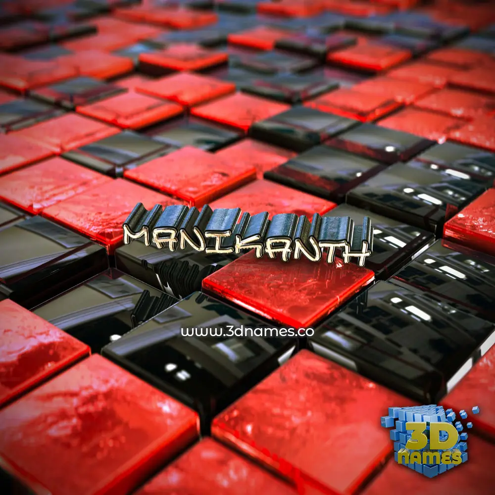 manikanth in Red Checkered style - 3D name wallpaper