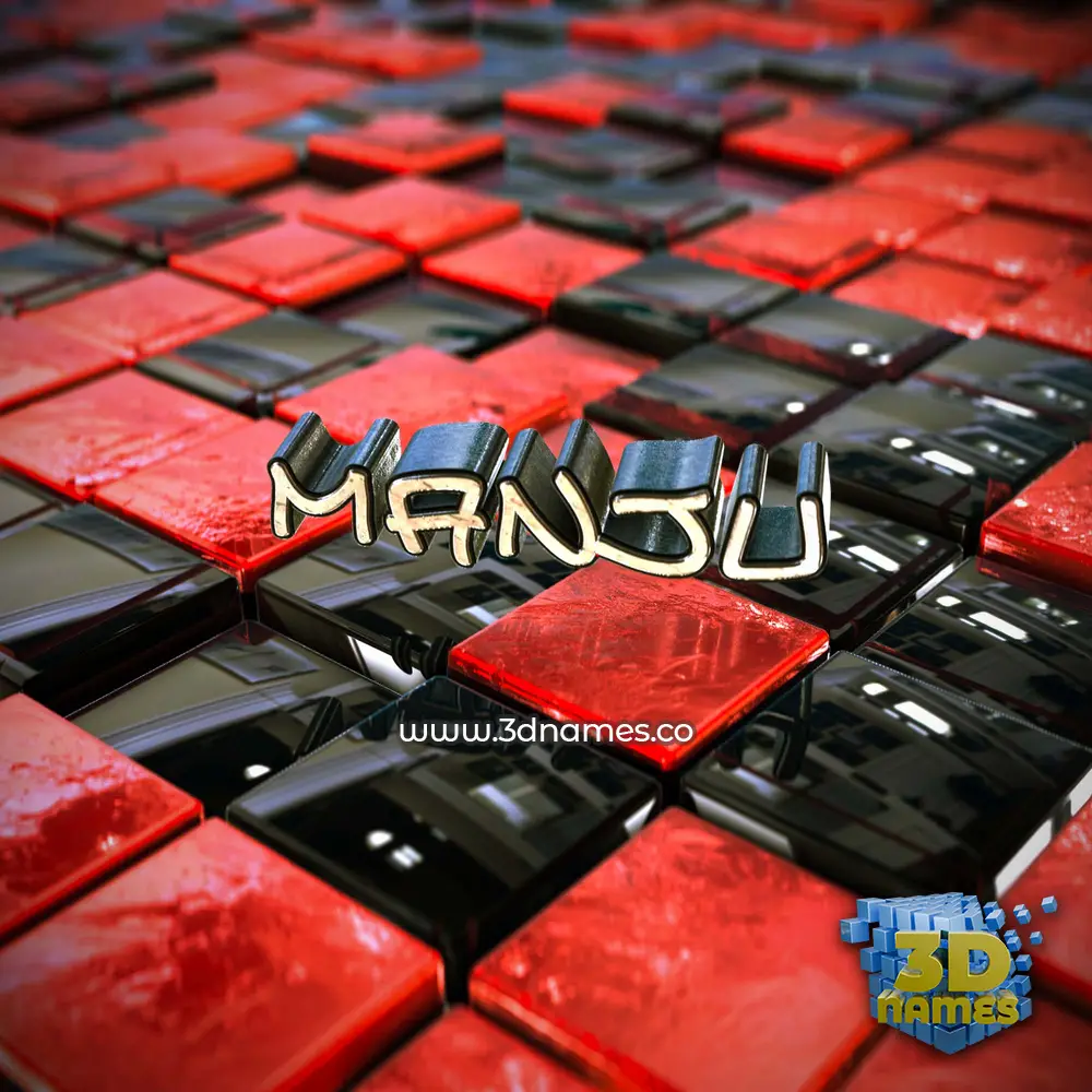 manju in Red Checkered style - 3D name wallpaper