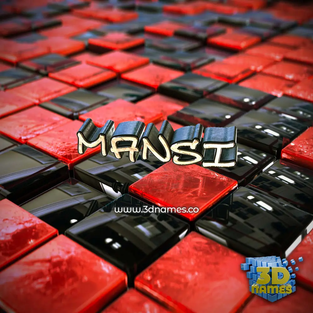 mansi in Red Checkered style - 3D name wallpaper