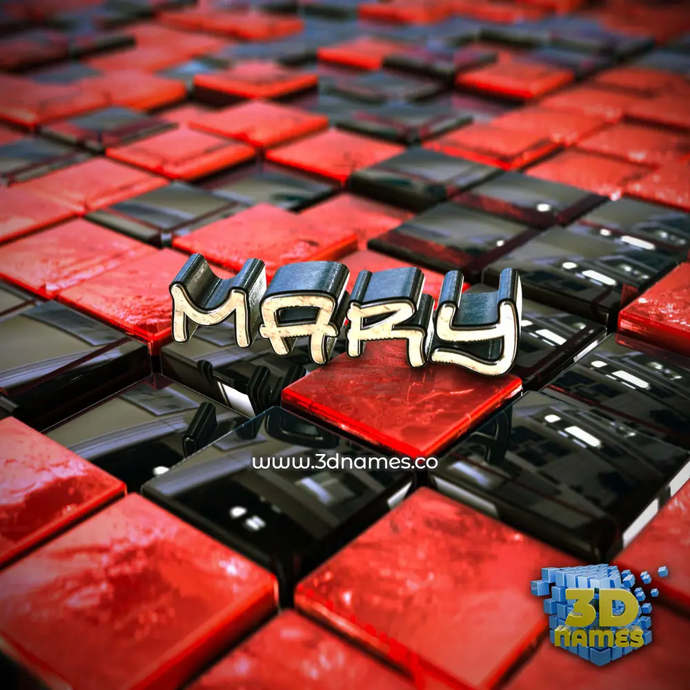mary in Red Checkered style - 3D name wallpaper