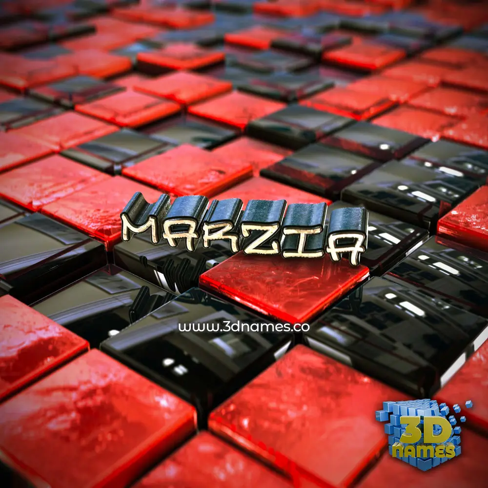 marzia in Red Checkered style - 3D name wallpaper