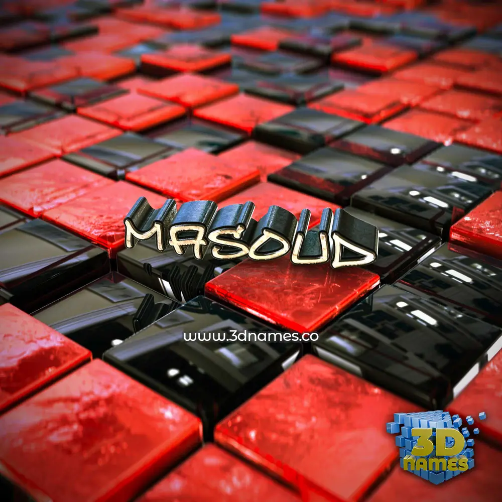 masoud in Red Checkered style - 3D name wallpaper