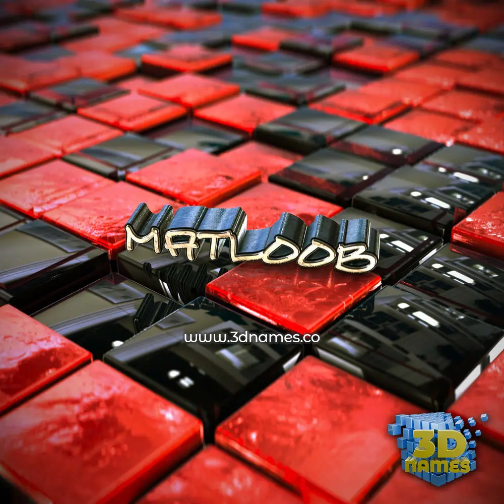 matloob in Red Checkered style - 3D name wallpaper
