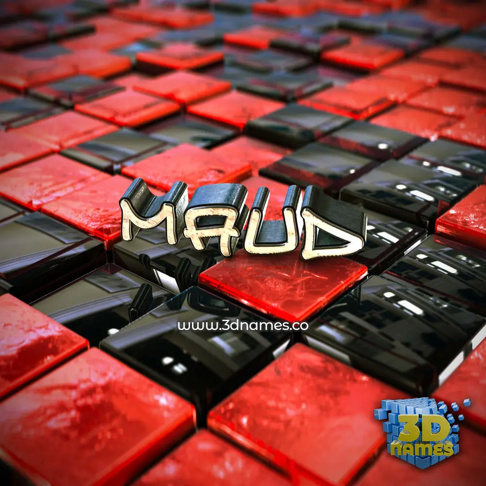 maud in Red Checkered style - 3D name wallpaper