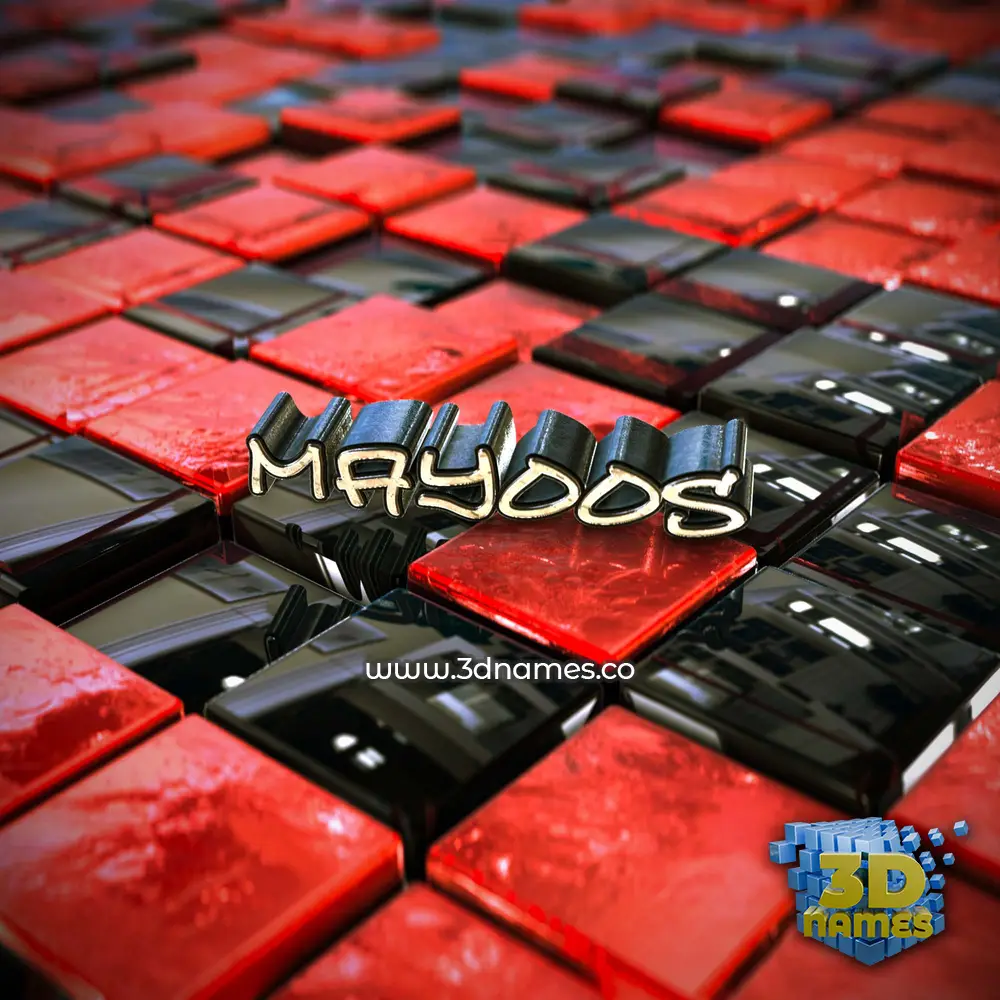 mayoos in Red Checkered style - 3D name wallpaper