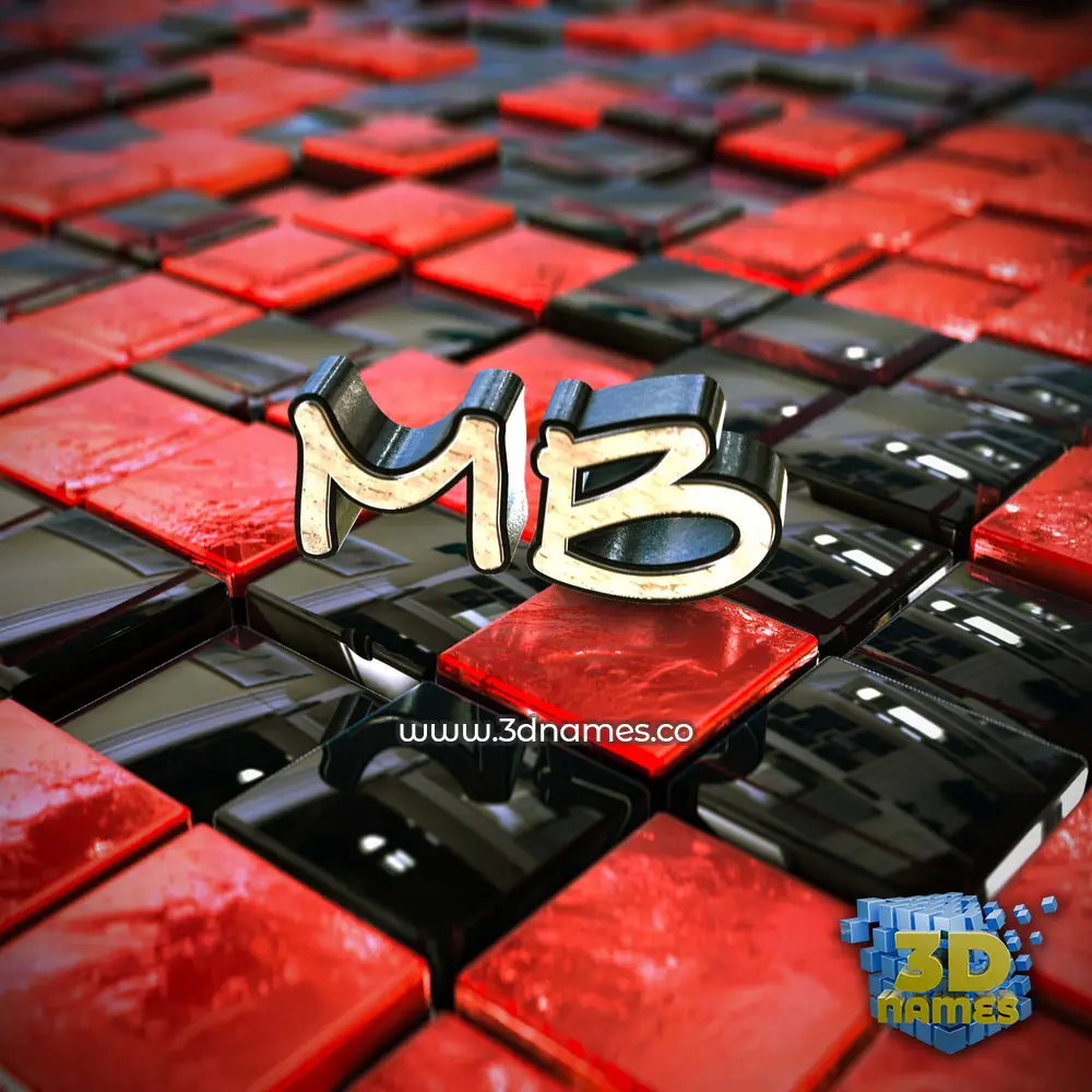 mb in Red Checkered style - 3D name wallpaper
