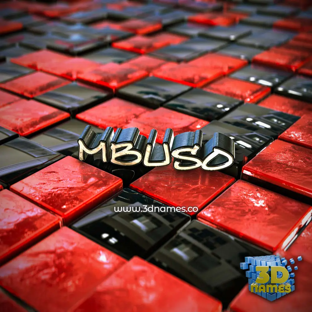 mbuso in Red Checkered style - 3D name wallpaper
