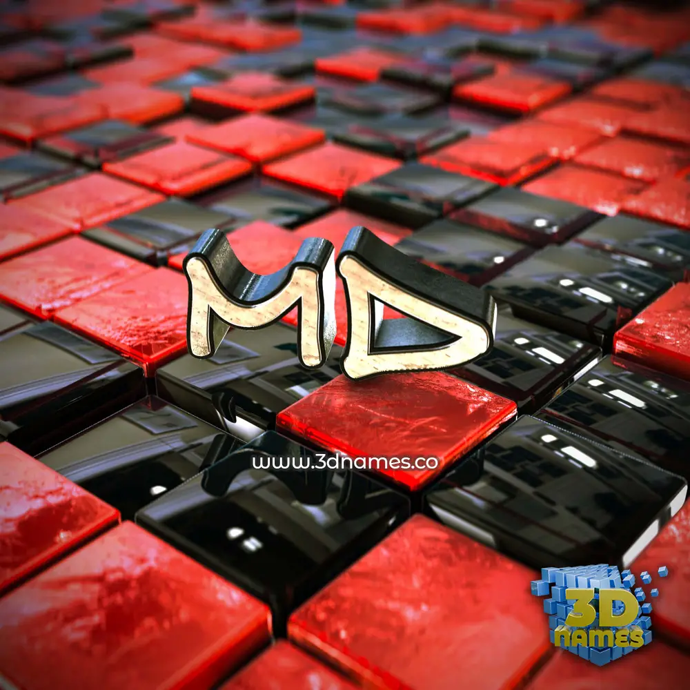 md in Red Checkered style - 3D name wallpaper