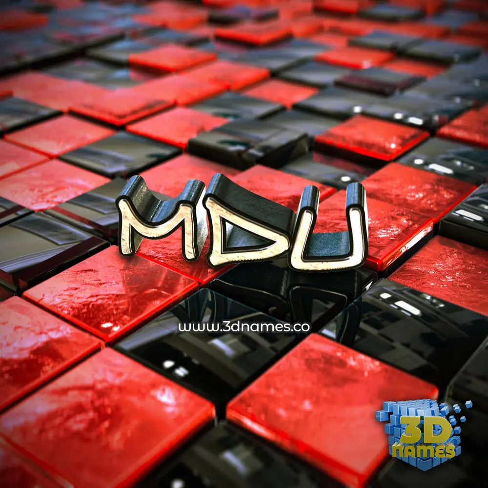 mdu in Red Checkered style - 3D name wallpaper
