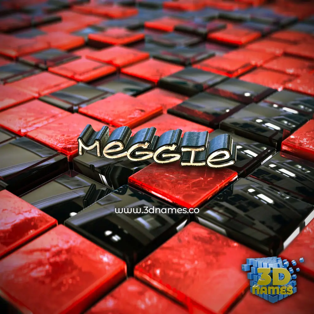 meggie in Red Checkered style - 3D name wallpaper