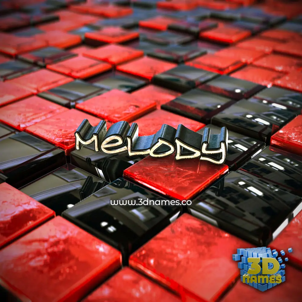 melody in Red Checkered style - 3D name wallpaper