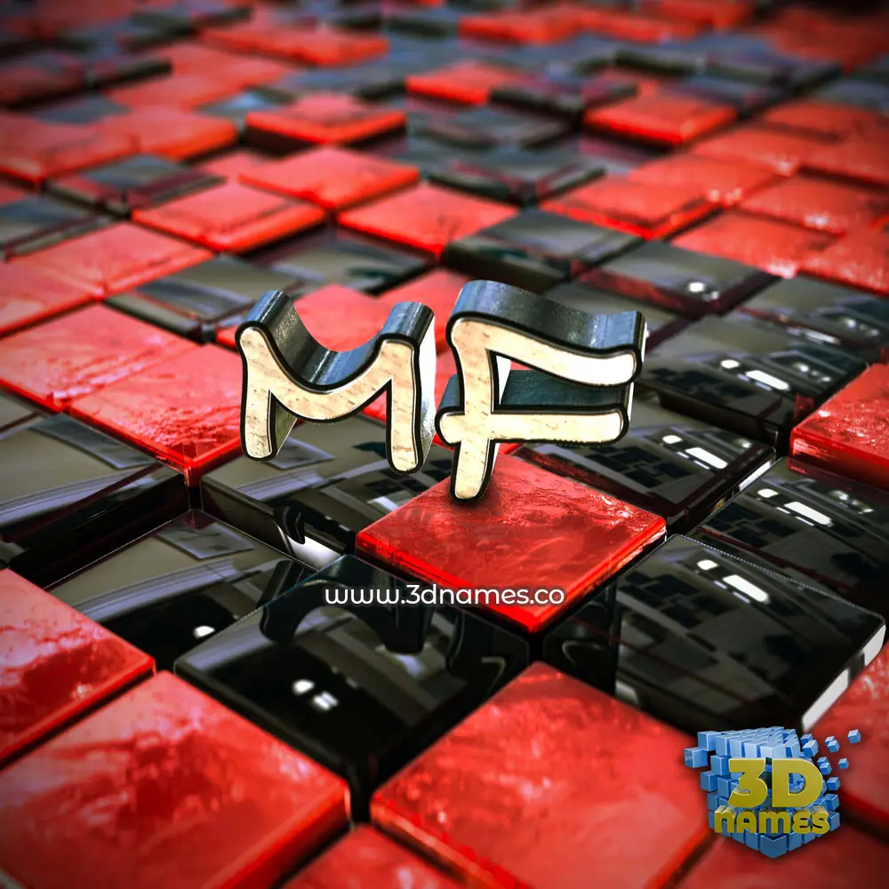 mf in Red Checkered style - 3D name wallpaper