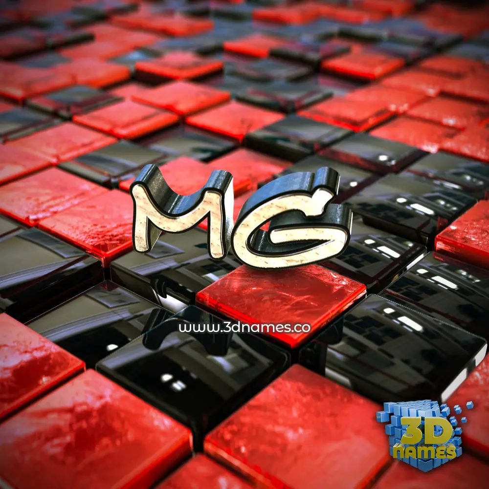 mg in Red Checkered style - 3D name wallpaper