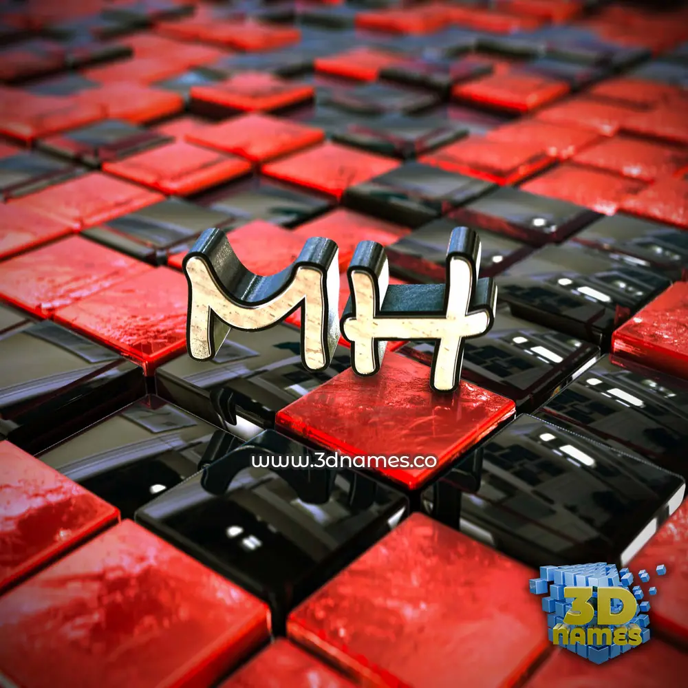 mh in Red Checkered style - 3D name wallpaper
