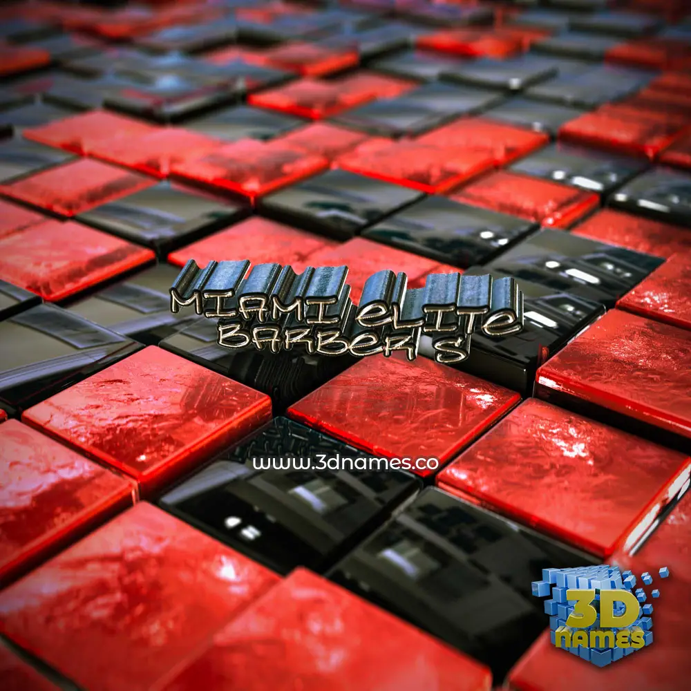 miami elite barber s in Red Checkered style - 3D name wallpaper