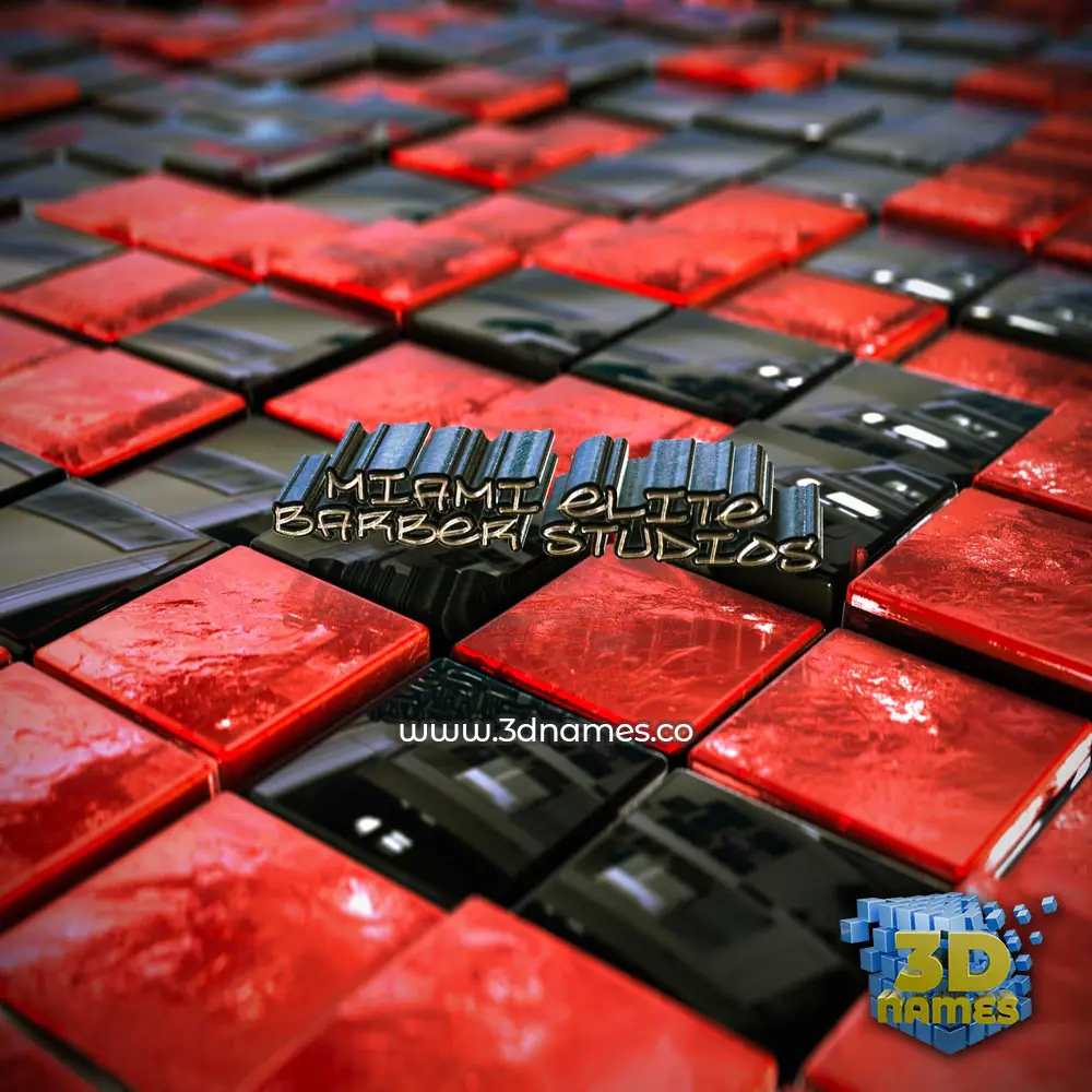 miami elite barber studios in Red Checkered style - 3D name wallpaper