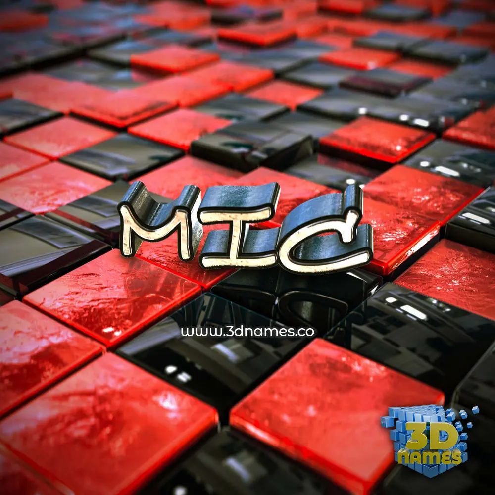 mic in Red Checkered style - 3D name wallpaper