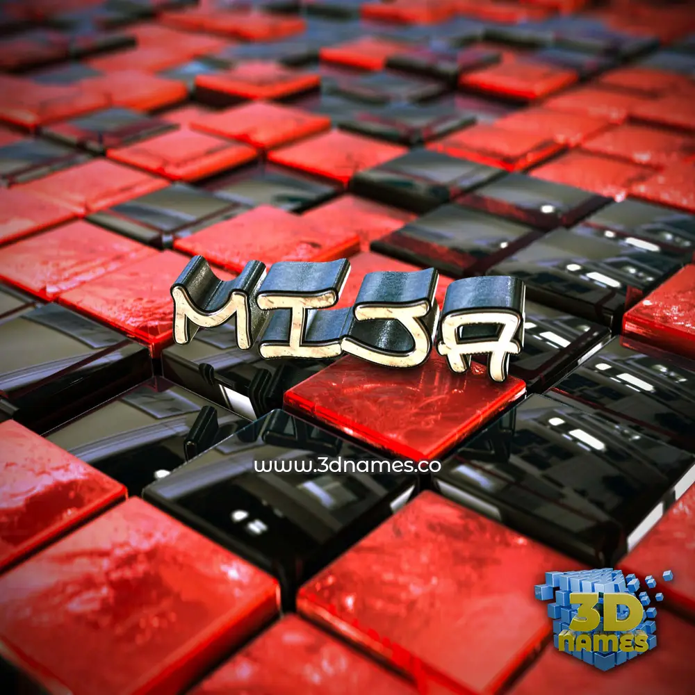mija in Red Checkered style - 3D name wallpaper