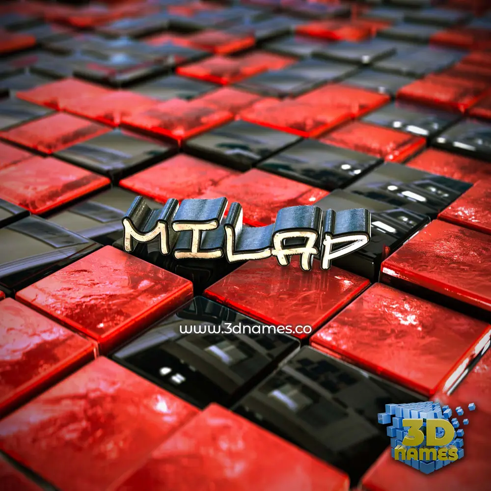 milap in Red Checkered style - 3D name wallpaper