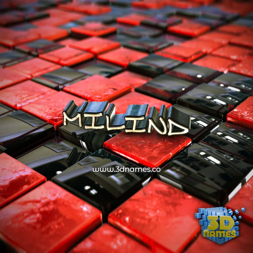 milind in Red Checkered style - 3D name wallpaper