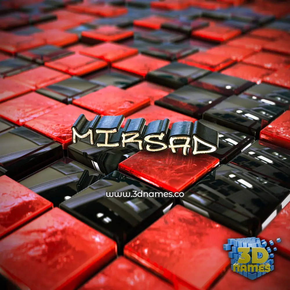 mirsad in Red Checkered style - 3D name wallpaper