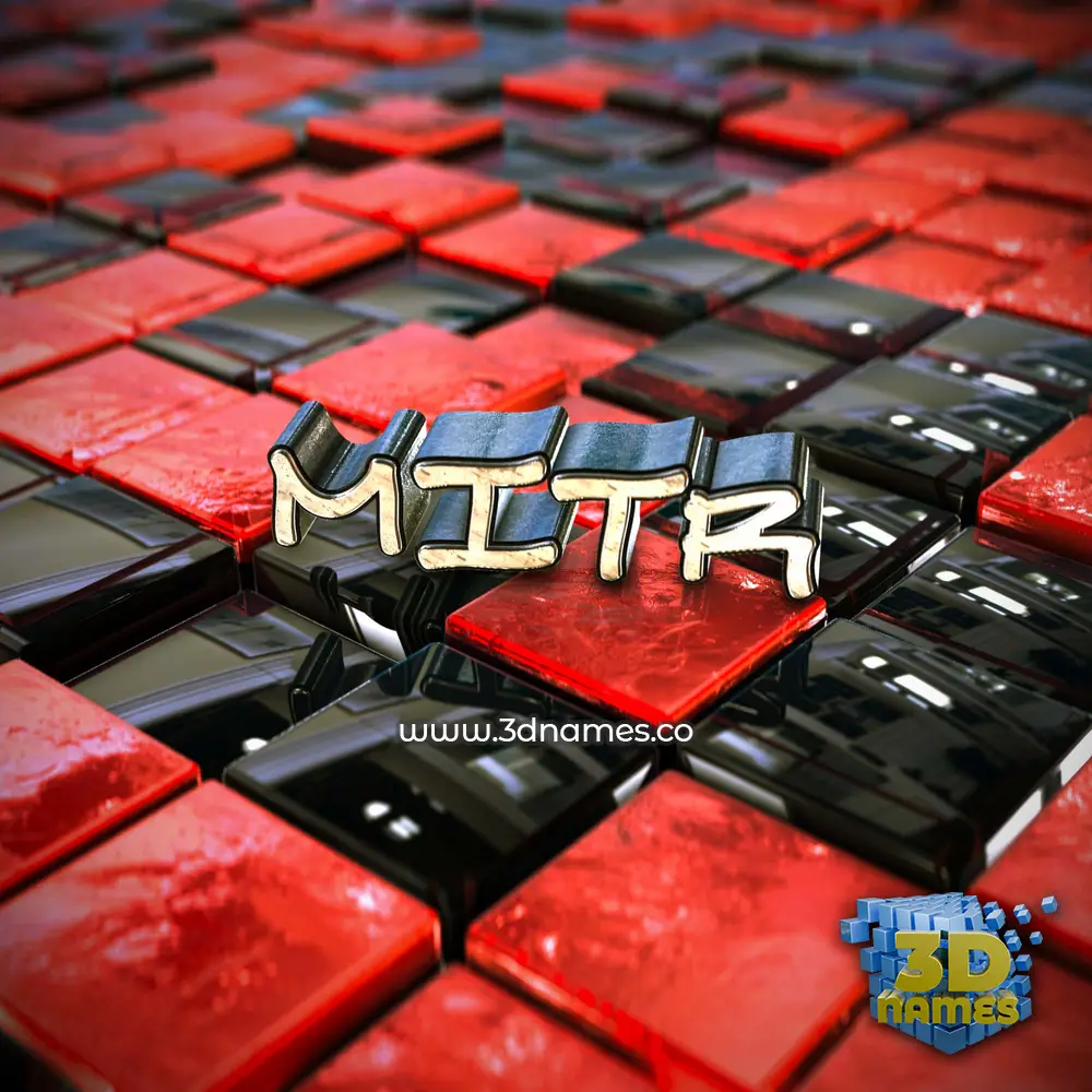 mitr in Red Checkered style - 3D name wallpaper
