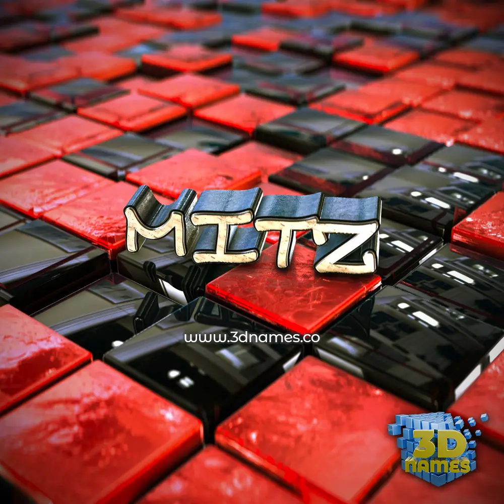 mitz in Red Checkered style - 3D name wallpaper